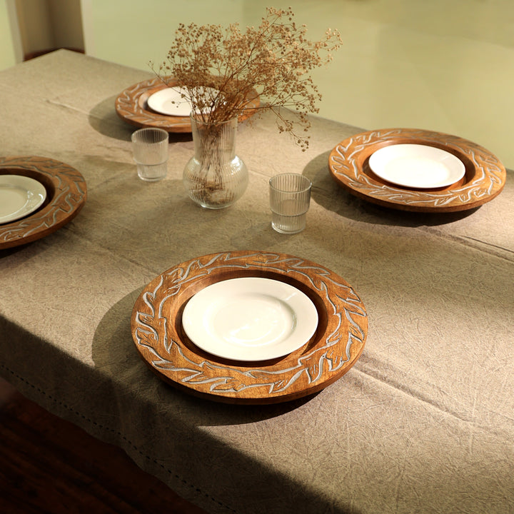 Handmade 13" Wood Charger Plate| Wooden Dinning Placemat|Artisan Wood Tableware