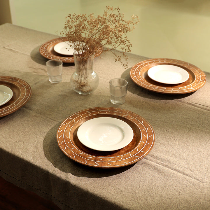 Handcrafted 13" Wooden Charger Plate| Wooden Dinning Placemat|Artisan Wood Tableware