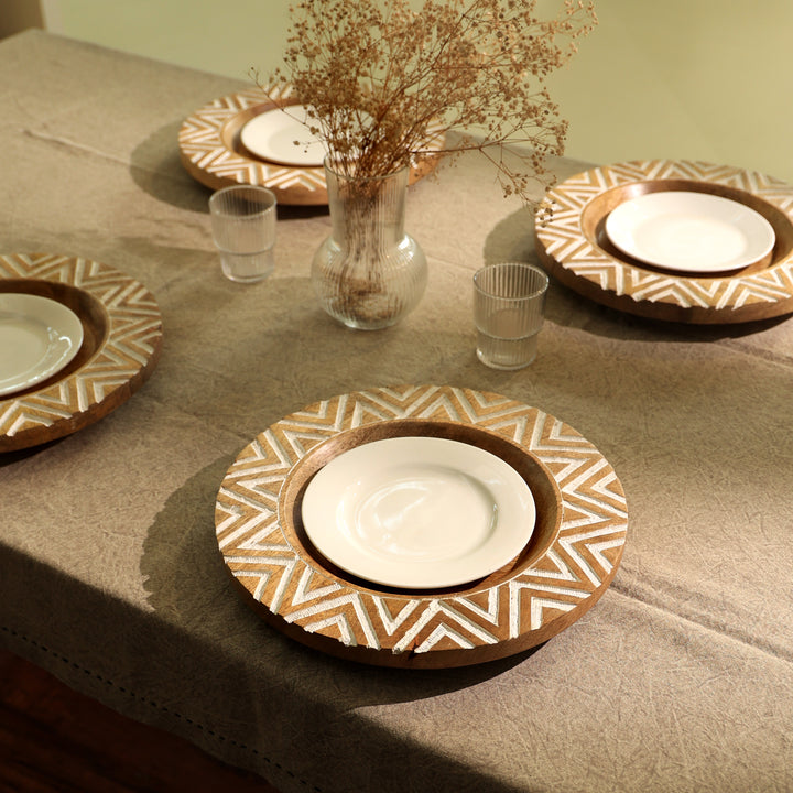 Handcrafted 13" Wood Charger Plate| Wooden Dinning Placemat|Artisan Wooden Tableware