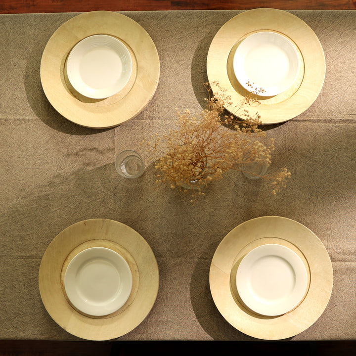 Handcrafted 13" Wood Charger Plate| Wooden Dinning Placemat|Artisan Wood Tableware-Beige