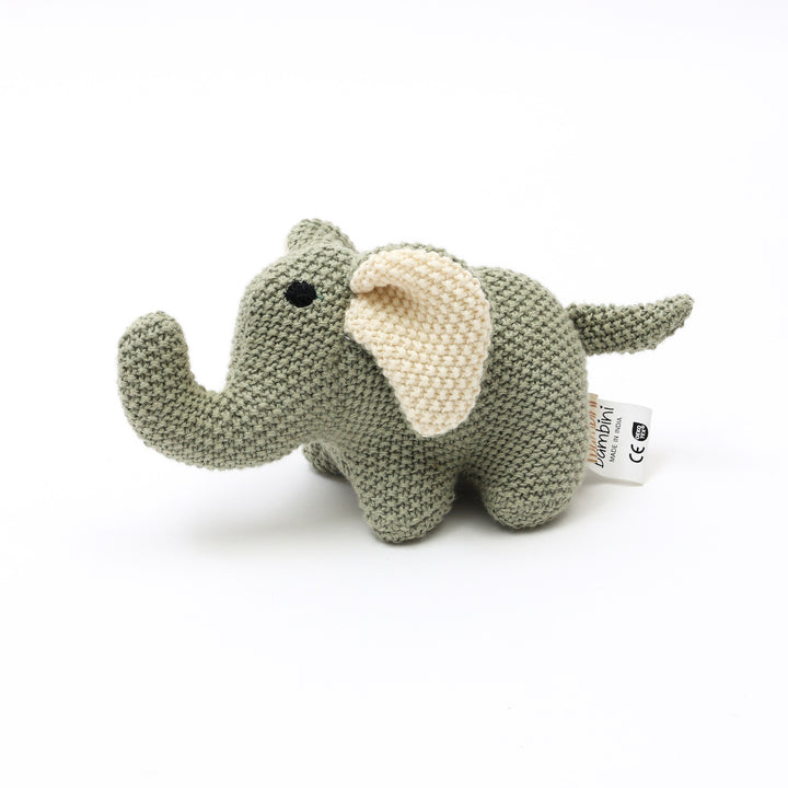 100% Cotton Knitted Stuffed Elephant Soft Toy Jojo