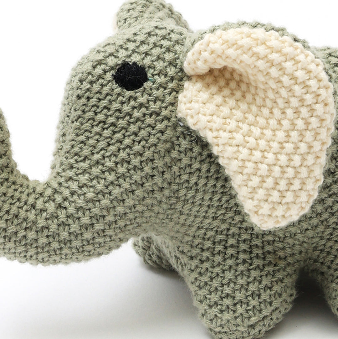 100% Cotton Knitted Stuffed Elephant Soft Toy Jojo