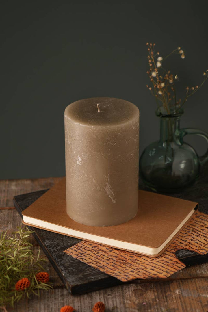 Rustic Pillar Candle Light Beige