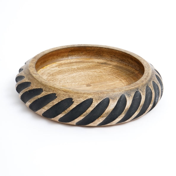 Space Age Futuristic Wooden Bowl With Black Filler