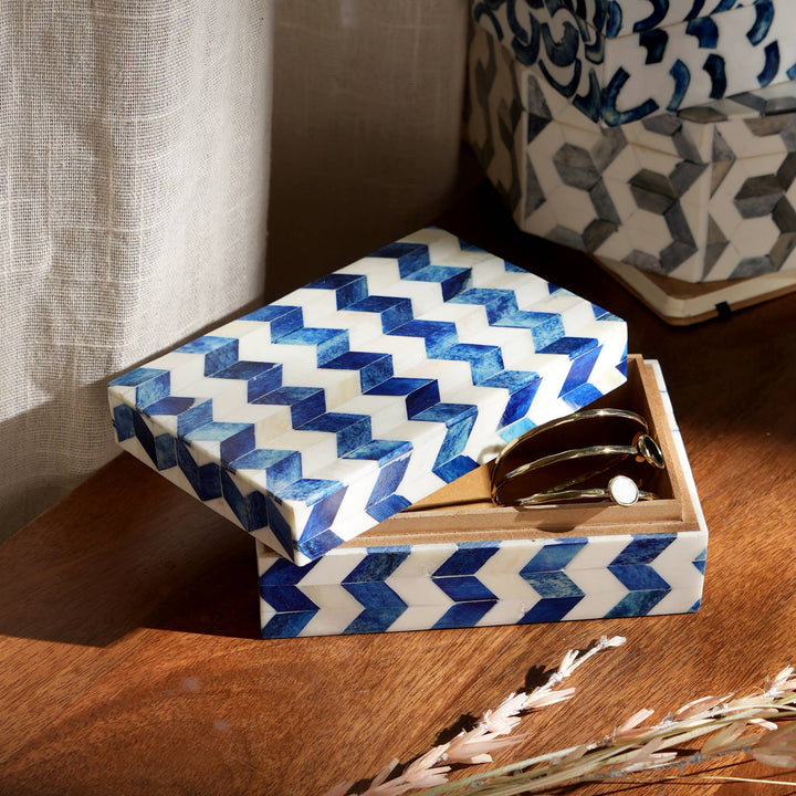Zany Zigzag Wooden Storage Box 6x4x2.5"