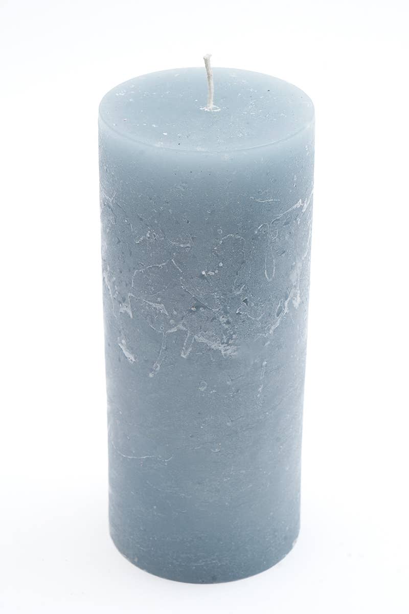 Rustic Pillar Candle Light Grey