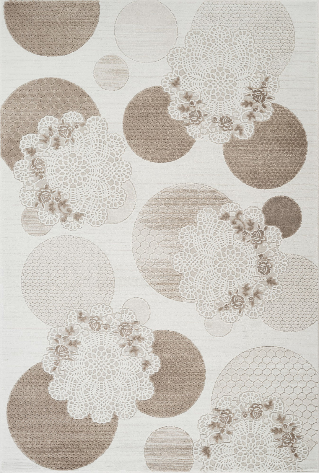 Troy Modern Geometric Floral Area Rug | Soft Polyester Indoor Rug |  Abstract Circle Design