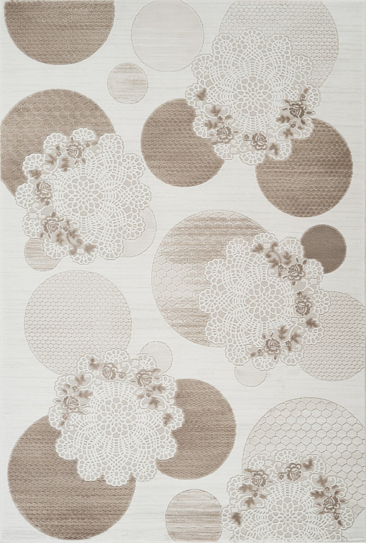 Troy Modern Geometric Floral Area Rug | Soft Polyester Indoor Rug |  Abstract Circle Design