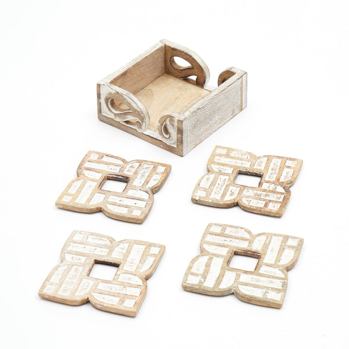 Wooden Coasters for Home & Office Use | Set of 4 | Stylish Drink Coasters