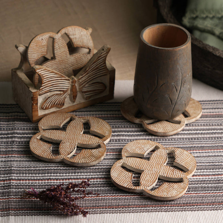 Wooden Coasters for Home & Office Use | Set of 4 | Stylish Drink Coasters