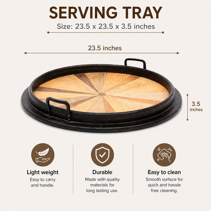 Wood Tray | Decorative Wooden Serving Tray | Stylish Home Décor Accent