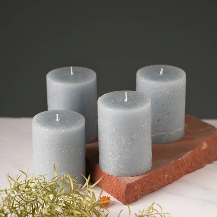 Pillar Candle  Mini Rustic, Set Of 4 Pcs