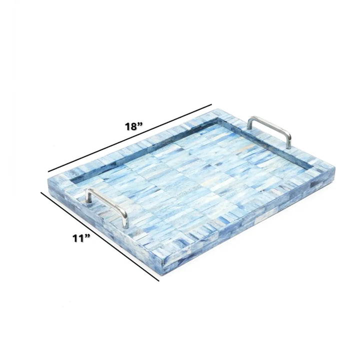 Decorative Tray | Bone & Resin Checkered Tray | Set of 2 | Elegant Home Décor