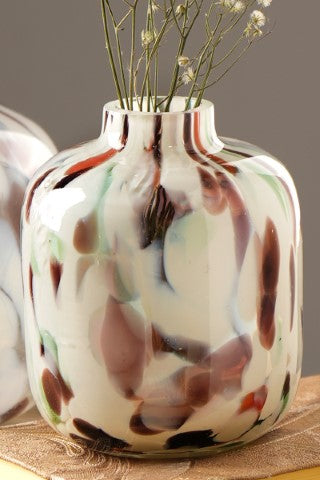 White & Brown Splutter Vase