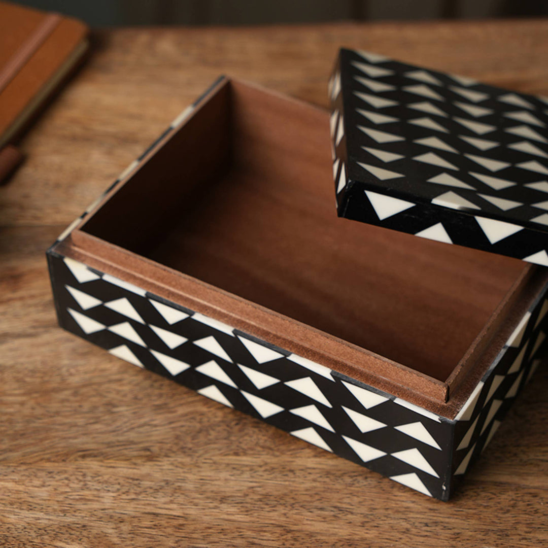 Decorative Brown & Black Polca-Dot Box  Set Of 3