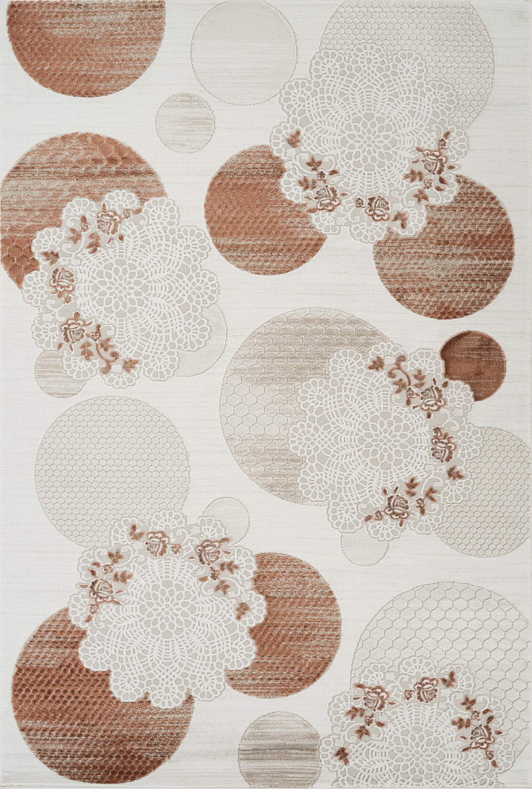 Troy Modern Geometric Floral Area Rug | Soft Polyester Indoor Rug |  Abstract Circle Design