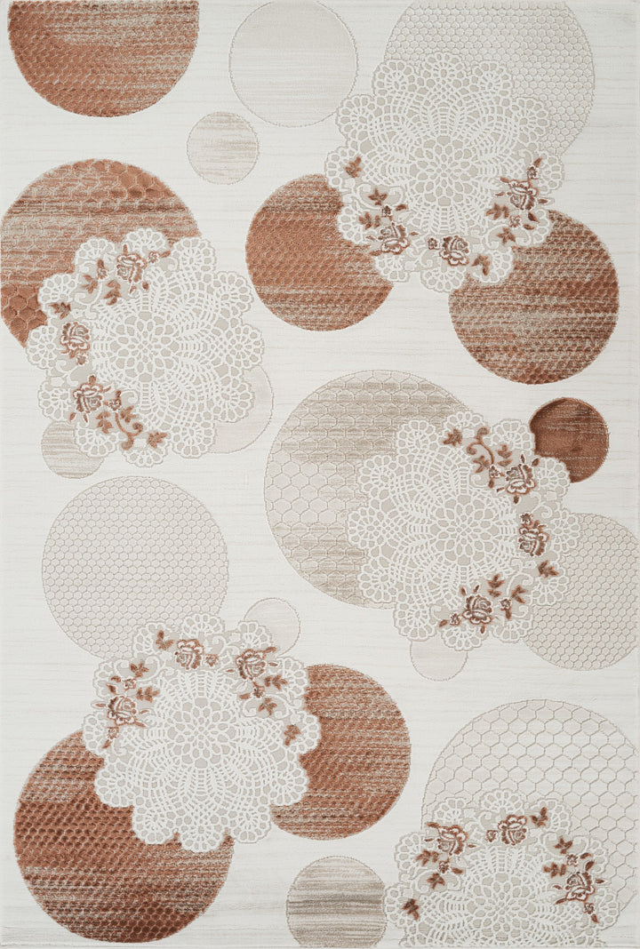 Troy Modern Geometric Floral Area Rug | Soft Polyester Indoor Rug |  Abstract Circle Design