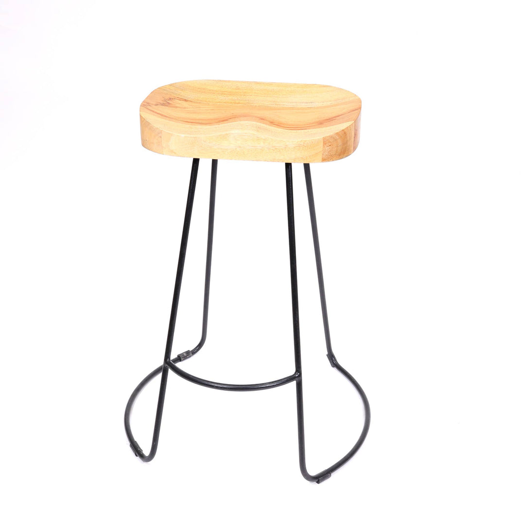 Saddle Seat Bar Stool with Natural Finish on Top (Set of 2)