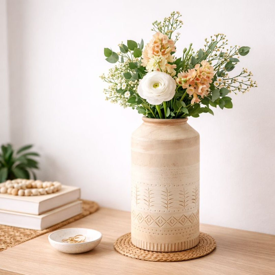 Vase | Decorative Handcrafted Wood Accent Vase | Rustic Home Décor Piece