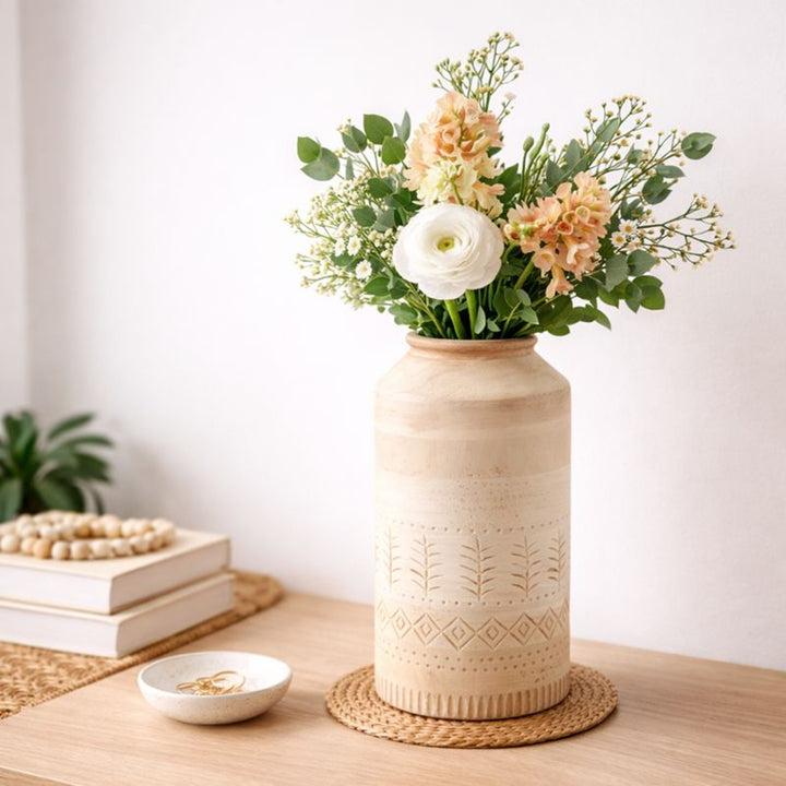 Vase | Decorative Handcrafted Wood Accent Vase | Rustic Home Décor Piece