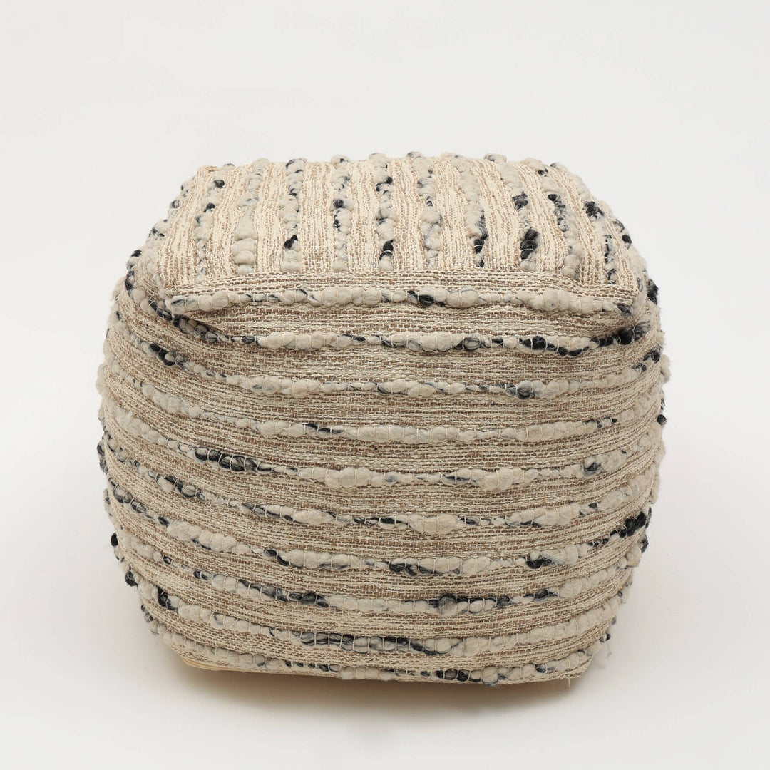 Neutral Retreat Pouf 18"x18" - Decorative Pouf for Living Room, Bedroom, & Home Decor