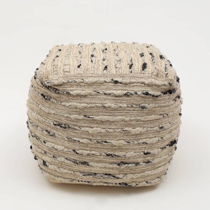 Neutral Retreat Pouf 18"x18" - Decorative Pouf for Living Room, Bedroom, & Home Decor