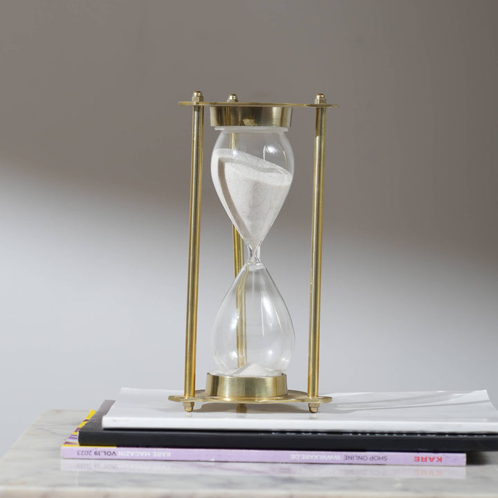 Decorative Aluminum Frame Sand Timer - Hourglass (4.5"X4.5"X9")