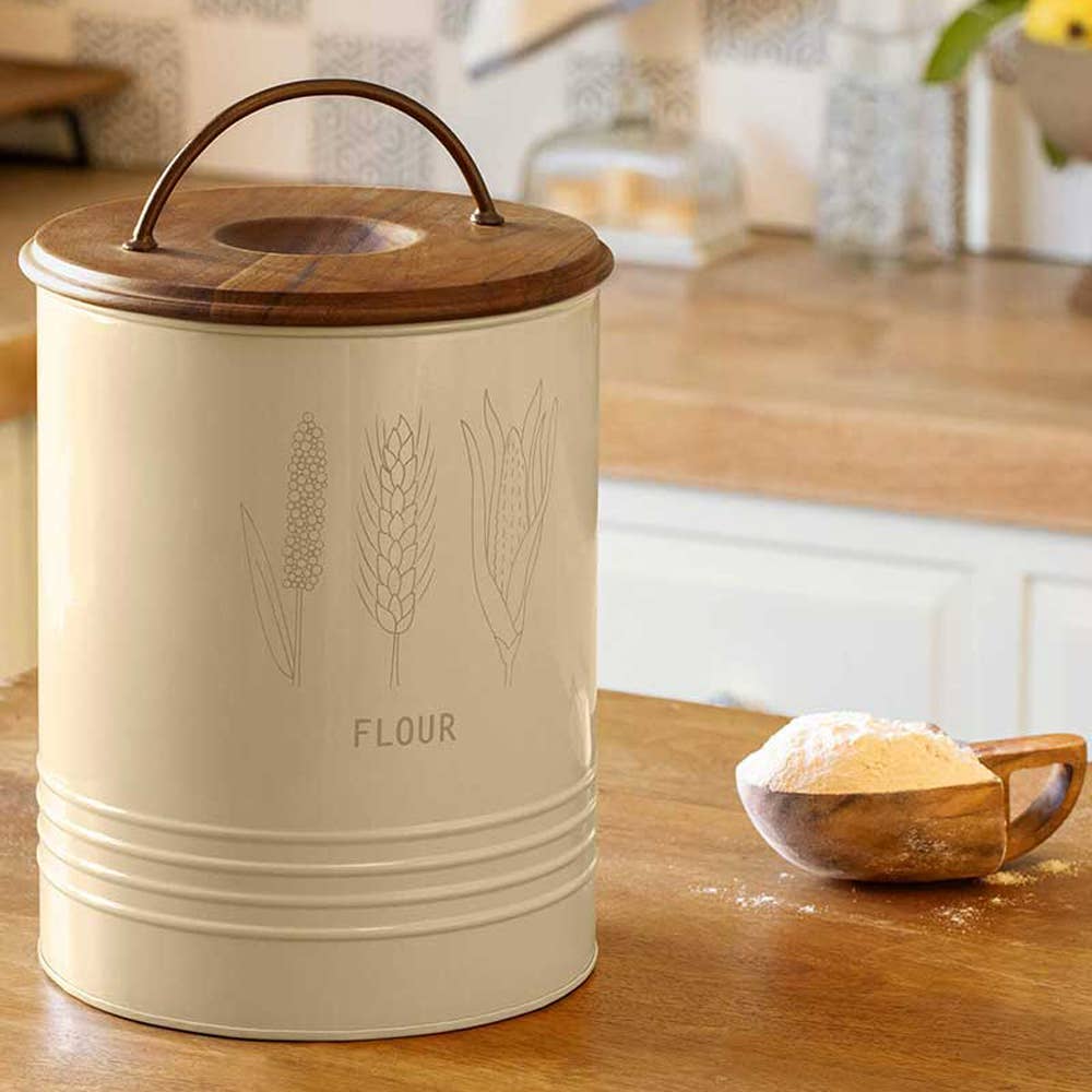 Grain Storage Barrel With Wooden Lid / Eggshell / 5 Kg / Moq - 2 Pcs