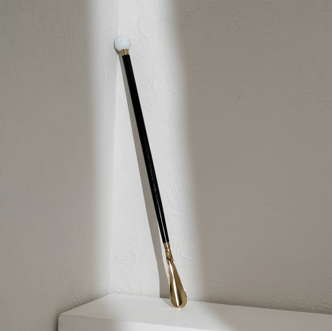 Golf Ball Metal Handle Wooden Long Shoehorn - 29"