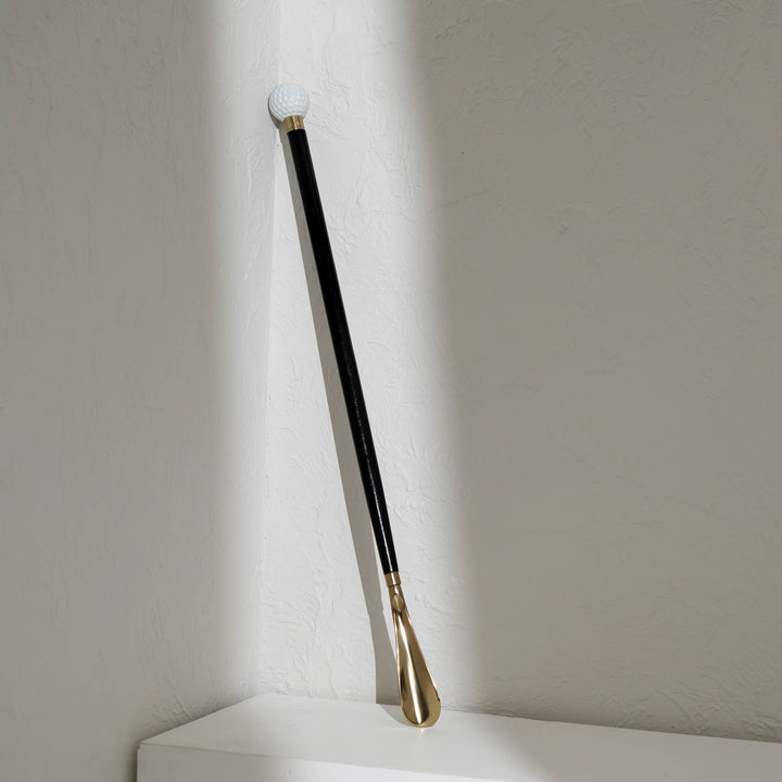 Golf Ball Metal Handle Wooden Long Shoehorn - 29"