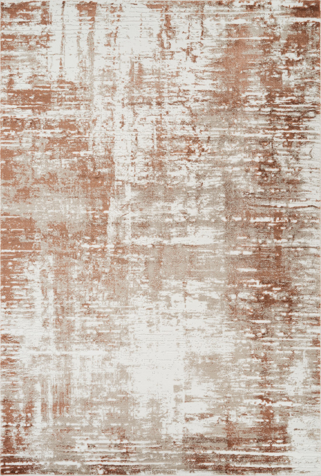 Troy Abstract Modern Area Rug, Soft Polyester Cut Pile Carpet, Neutral Beige & Ivory Distressed Design, 0.39" Pile Height, Living Room, Bedroom & Dining Room Rug