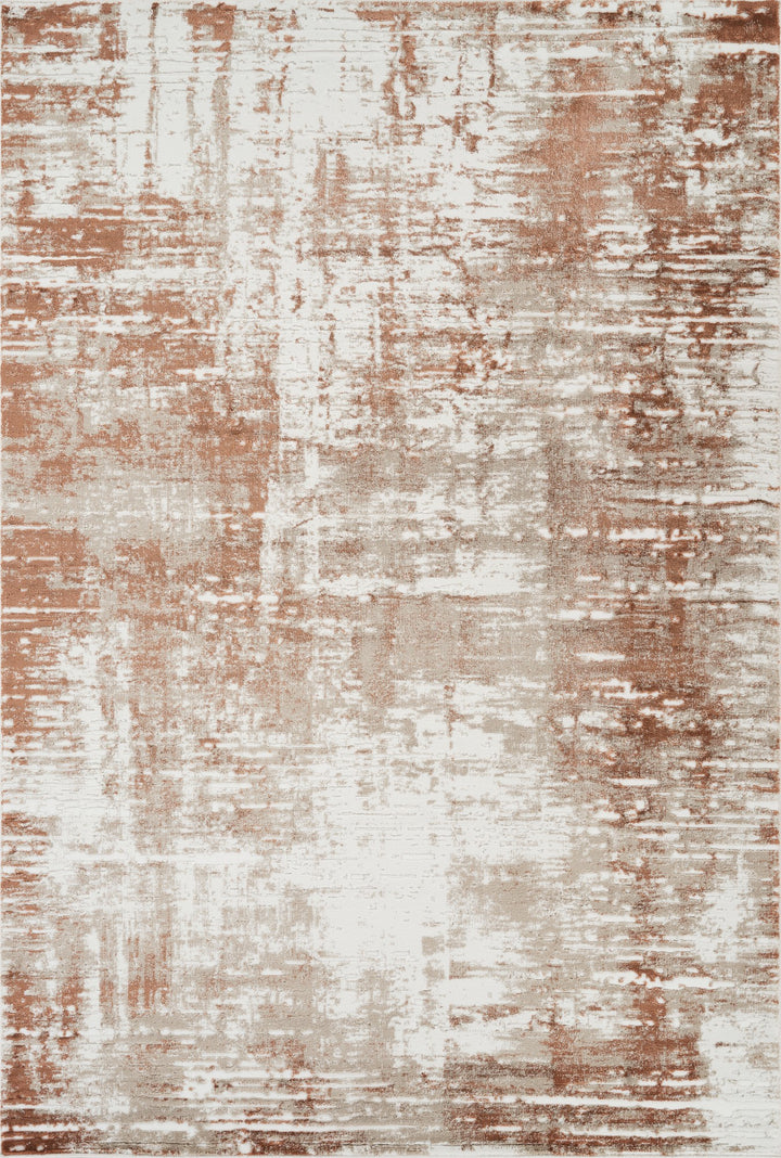 Troy Abstract Modern Area Rug, Soft Polyester Cut Pile Carpet, Neutral Beige & Ivory Distressed Design, 0.39" Pile Height, Living Room, Bedroom & Dining Room Rug