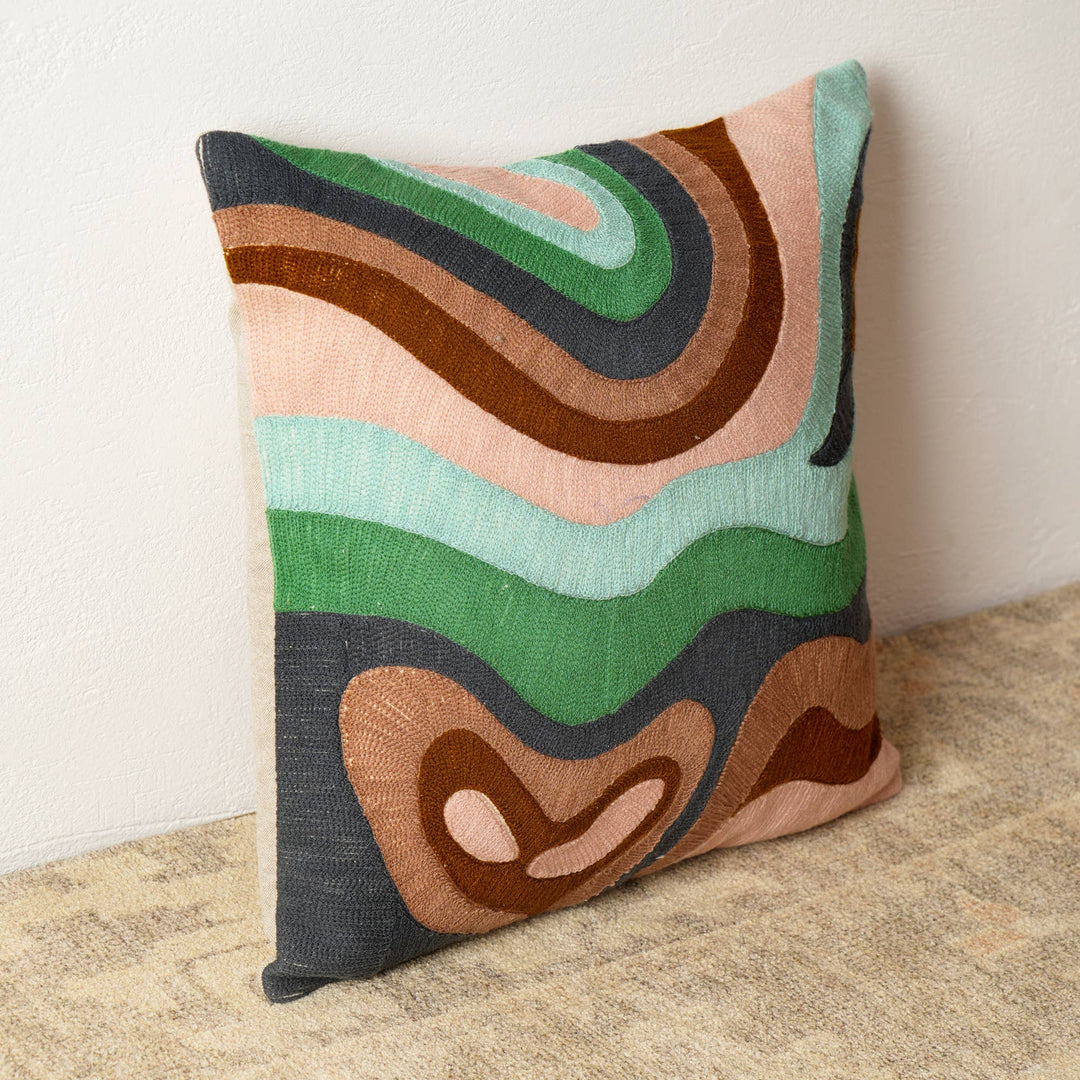 Decorative Cotton Embroidered Throw Pillow - 18" X 18"