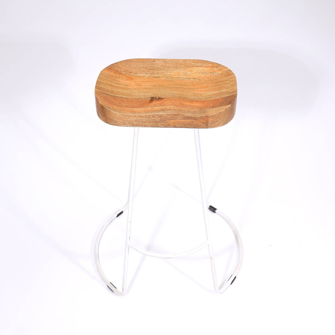 Saddle Seat Bar Stool With Natural Finish On Top (Set Of 2)