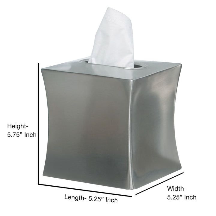 Tissue Box | Stainless Steel Square Facial Tissue Box Holder | Brushed Finish