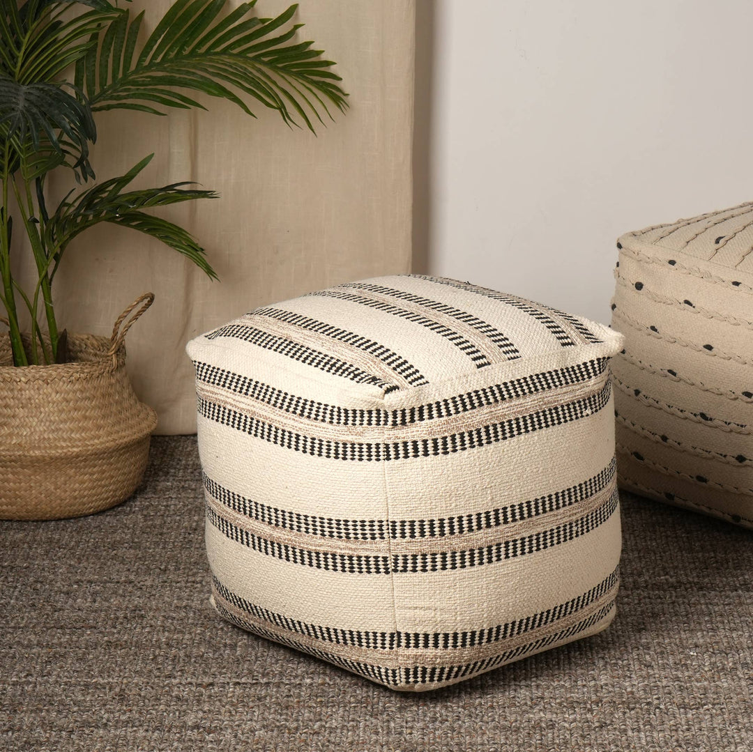 Crafted Pouf 18"x18" - Decorative Pouf for Living Room, Bedroom, & Home Décor