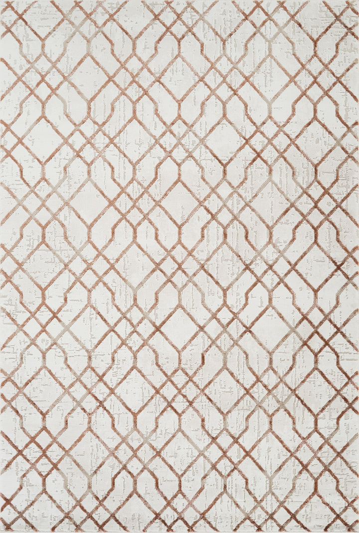 Troy Geometric Trellis Area Rug  | Soft Polyester Rug | Modern Moroccan Lattice Design Indoor Rug for Living Room, Bedroom & Dining Room