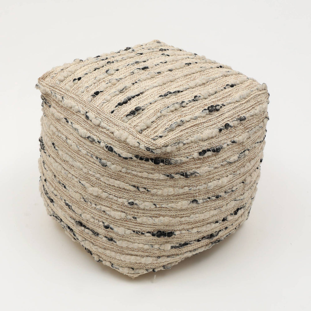 Neutral Retreat Pouf 18"x18" - Decorative Pouf for Living Room, Bedroom, & Home Decor