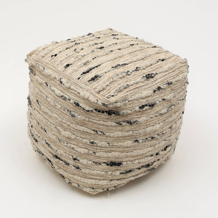 Neutral Retreat Pouf 18"x18" - Decorative Pouf for Living Room, Bedroom, & Home Decor