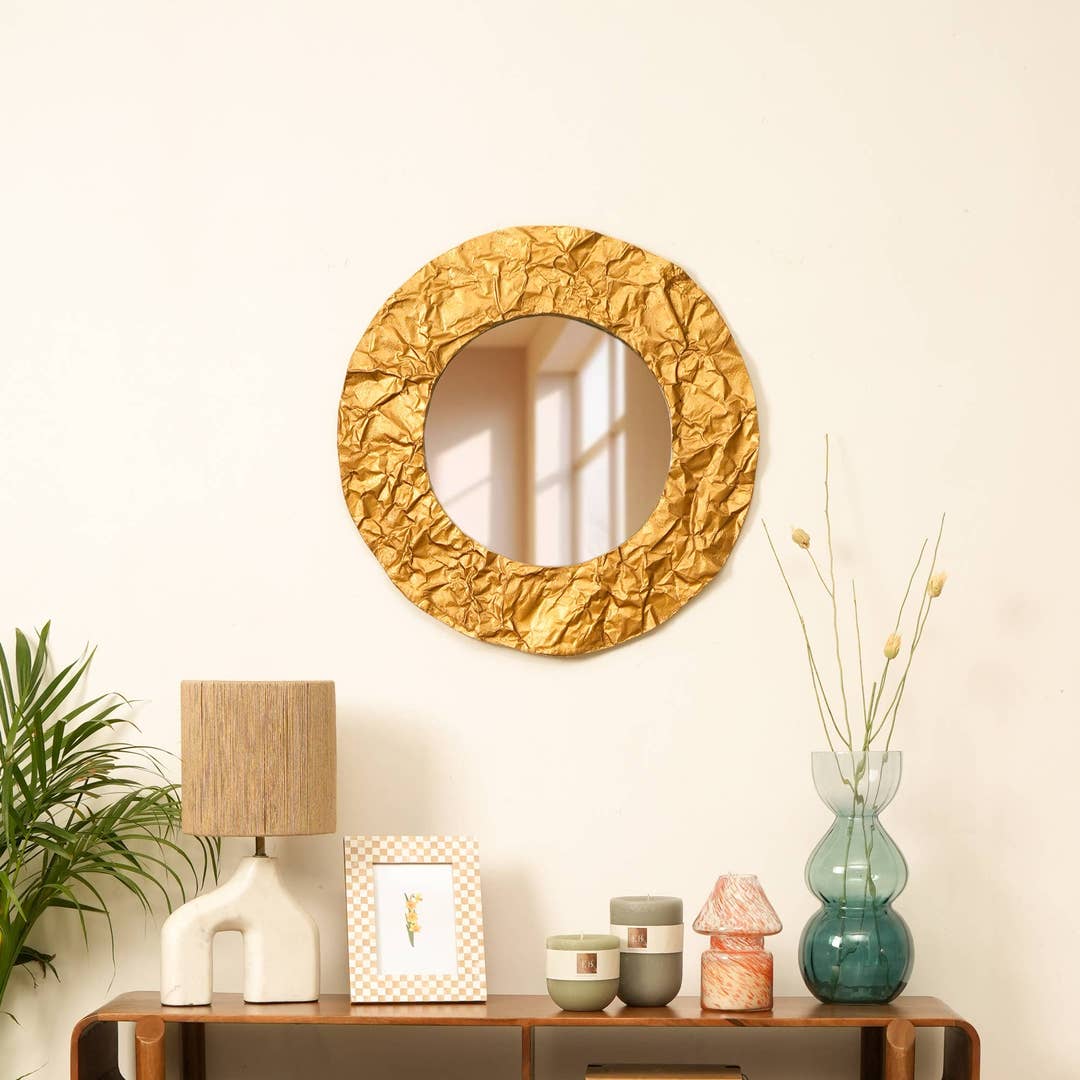 Elegant Gold Round Wall Mirror-24"