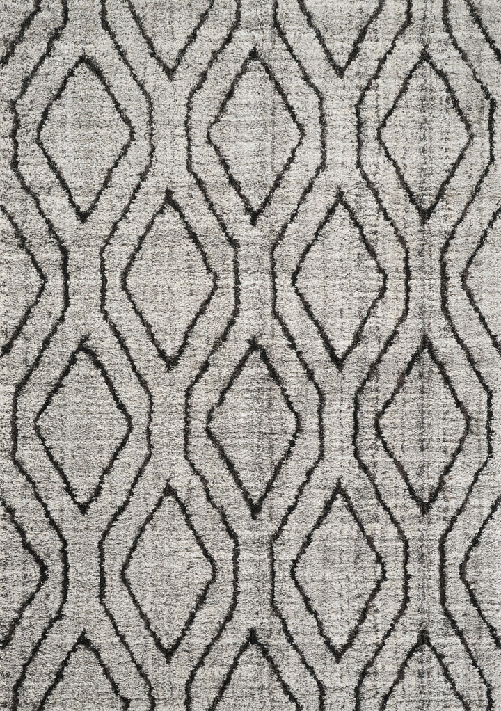 Modern Geometric Diamond Area Rug, Black & Ivory | Soft Polypropylene Blend | Contemporary Indoor Accent Rug