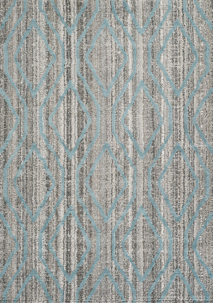 Modern Geometric Diamond Area Rug, Blue & Ivory | Soft Polypropylene Blend | Contemporary Indoor Accent Rug