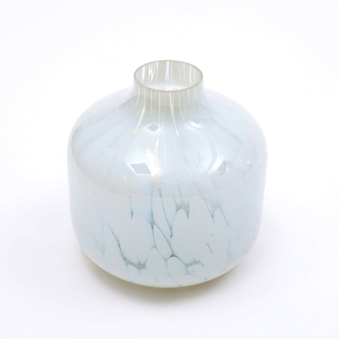 Ivory Splutter Glass Vase - 8"