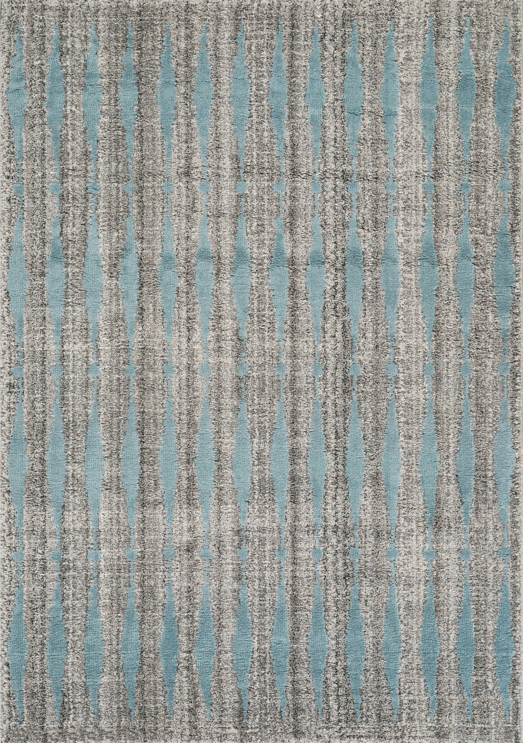 Modern Striped Abstract Area Rug, Blue & Ivory | Soft Polypropylene Blend | Contemporary Indoor Accent Rug