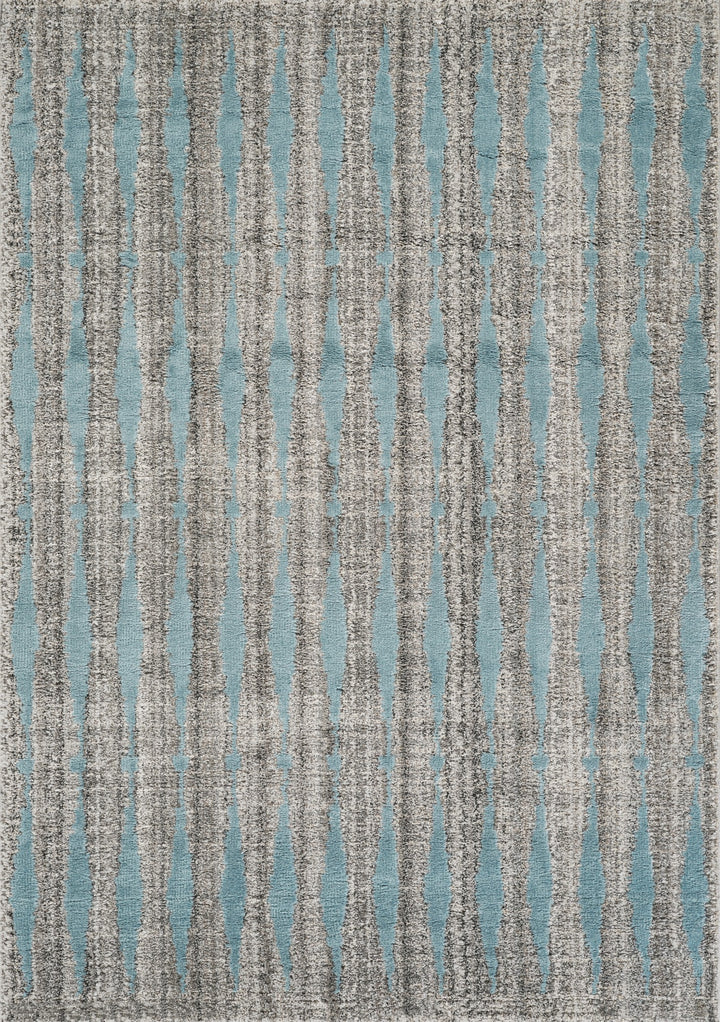Modern Striped Abstract Area Rug, Blue & Ivory | Soft Polypropylene Blend | Contemporary Indoor Accent Rug