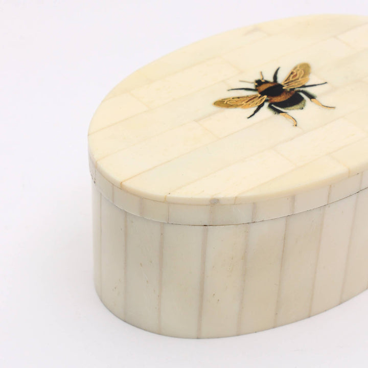 Decorative Storage Box with White Bone Material - 3.25"X5"X2"