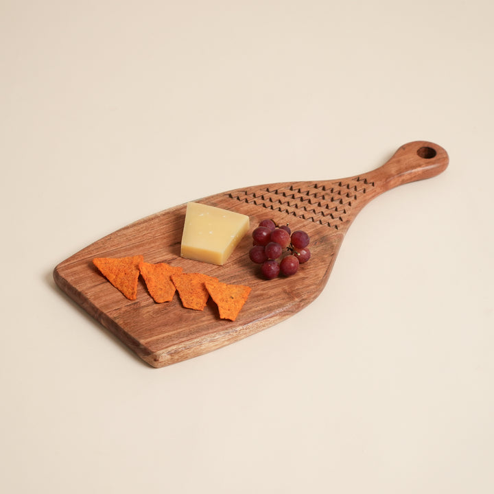 Acacia Wood Handmade Cutting Board with Handle, 7x0.75x16.5"