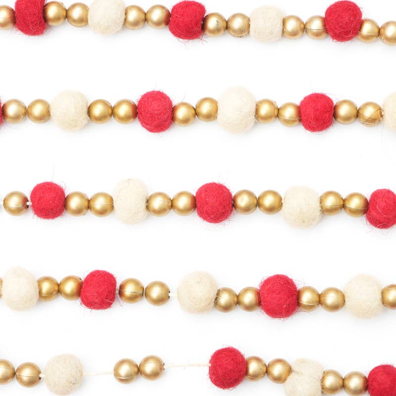 Pompom Garland Red / White