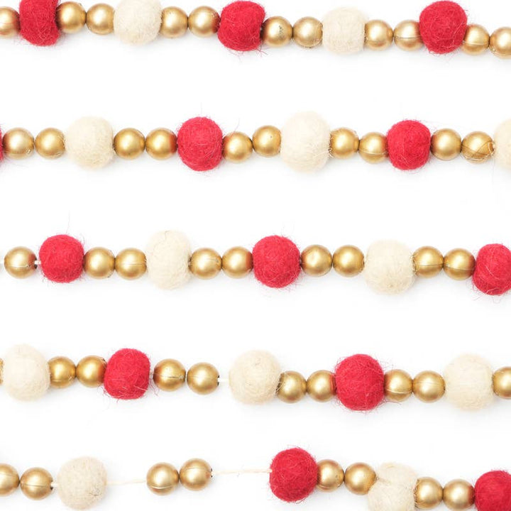 Pompom Garland Red / White