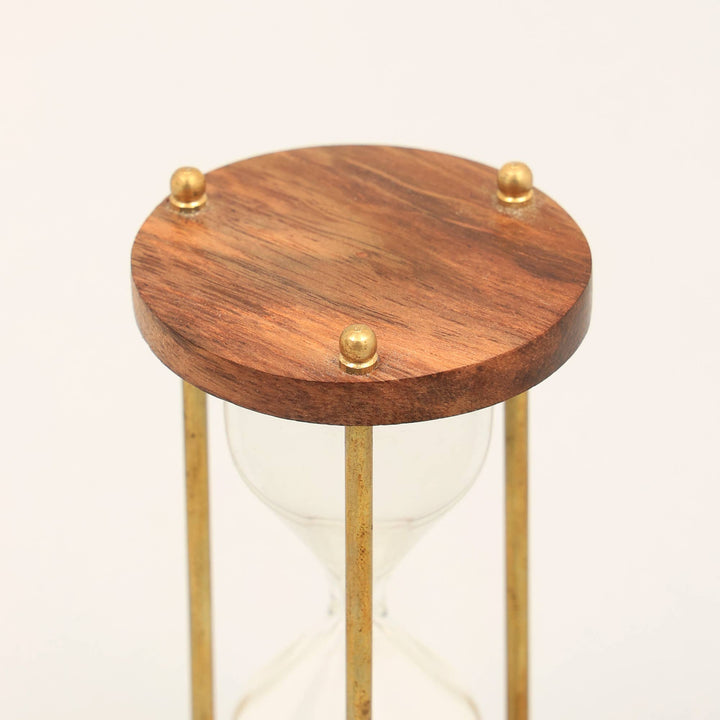 Decorative Brass Frame Sand Timer - Hourglass (2.25"X2.25"X4.25")